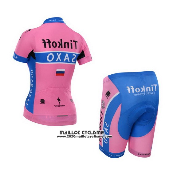 2015 Maillot Ciclismo Femme Saxo Bank  Fuchsia Manches Courtes et Cuissard